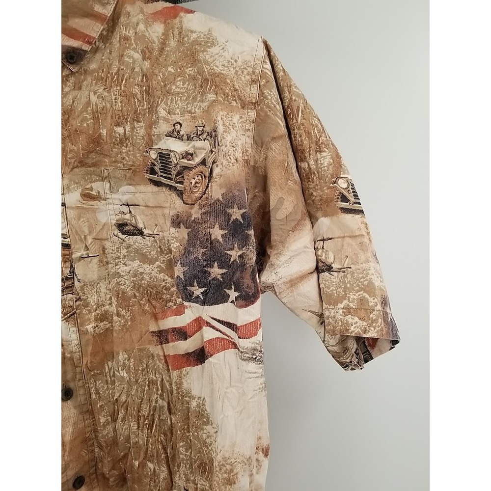 North River Mens Short Sleeve U.S. Military Print Button Up Shirt Large - Picture 3 of 5